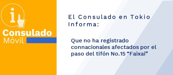Consulado de Colombia en Tokio no ha registrado connacionales afectados por el tifón No.15 “Faixai”