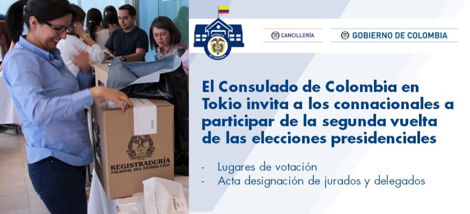 Consulado de Colombia en Tokio invita a los connacionales a participar de la segunda vuelta de las elecciones presidenciales