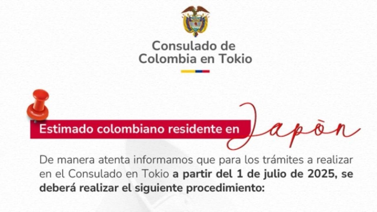 Todos los pagos de trámites consulares deben realizarse exclusivamente mediante transferencia bancaria en el Consulado de Colombia en Tokio